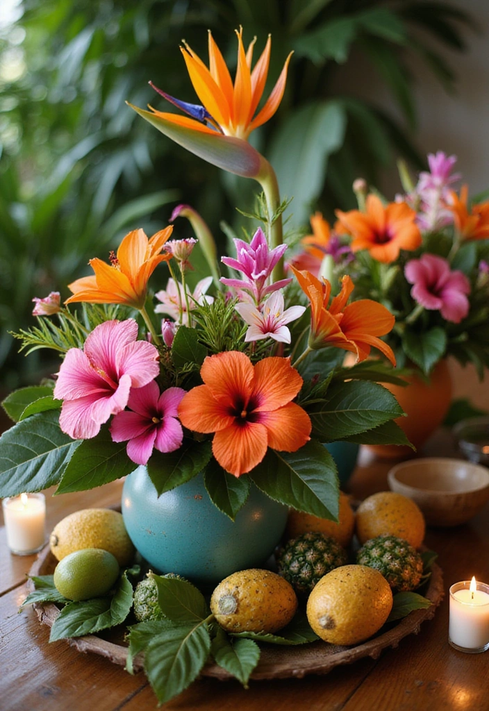 15 Stunning Tropical Decor Ideas for Your Unforgettable Luau Party! - 1. Vibrant Floral Centerpieces