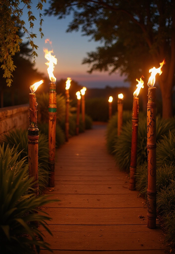 15 Stunning Tropical Decor Ideas for Your Unforgettable Luau Party! - 8. Tiki Torch Lighting
