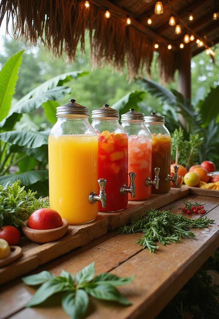 15 Stunning Tropical Decor Ideas for Your Unforgettable Luau Party! - 9. Tropical-Inspired Drink Station