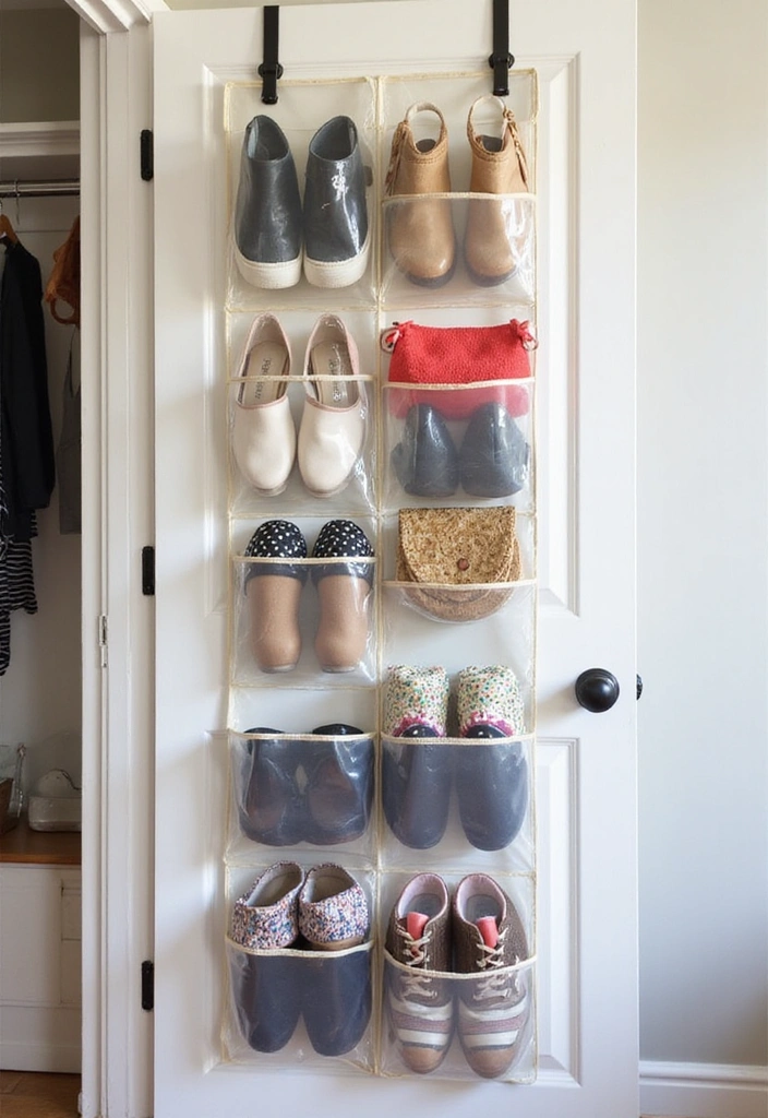 21 Space-Saving Hacks for Small Closets (Say Goodbye to Clutter!) - 11. Hang a Clear Shoe Organizer