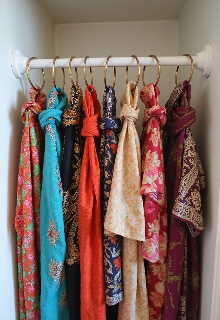 21 Space-Saving Hacks for Small Closets (Say Goodbye to Clutter!) - 19. Hang Items with Shower Curtain Rings