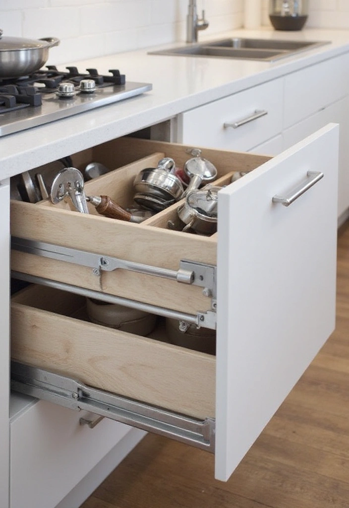 10 Kitchen Drawer Organizing Hacks That'll Make Clutter Disappear Like Magic! - 5. Drawer Roll-Outs for Accessibility