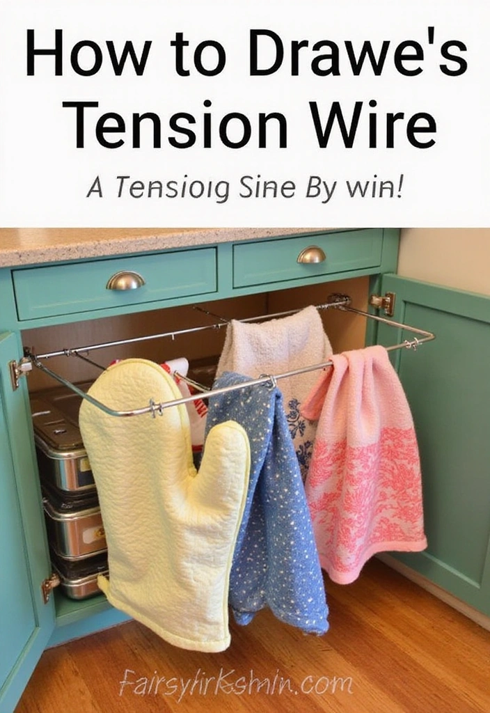 10 Kitchen Drawer Organizing Hacks That'll Make Clutter Disappear Like Magic! - 8. Use Tension Wire for Hanging Items