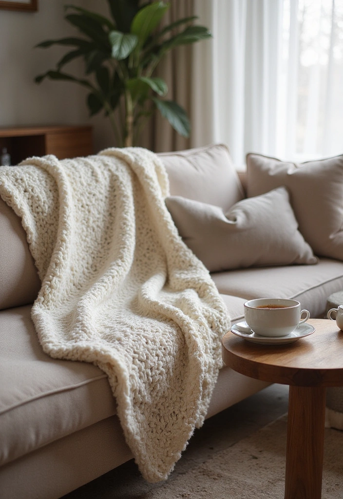12 Modern Home Aesthetic DIY Inspirations You Can’t Miss! - 7. Cozy Knit Blankets