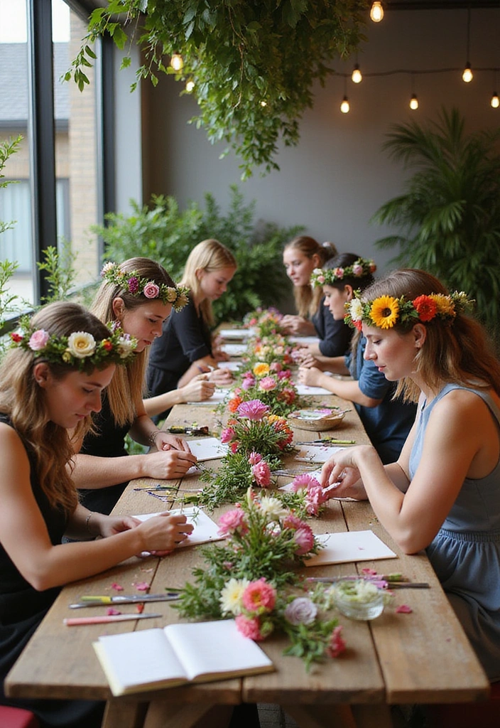 15 Fun Outdoor Activities for a Summer Bridal Shower That Your Guests Will Adore! - 1. DIY Flower Crown Station