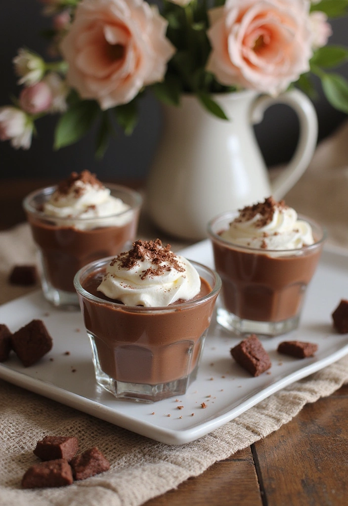 18 Delectable Summer Bridal Shower Food Ideas (Your Guests Will Be Raving About #5!) - 17. Chocolate Mousse Cups