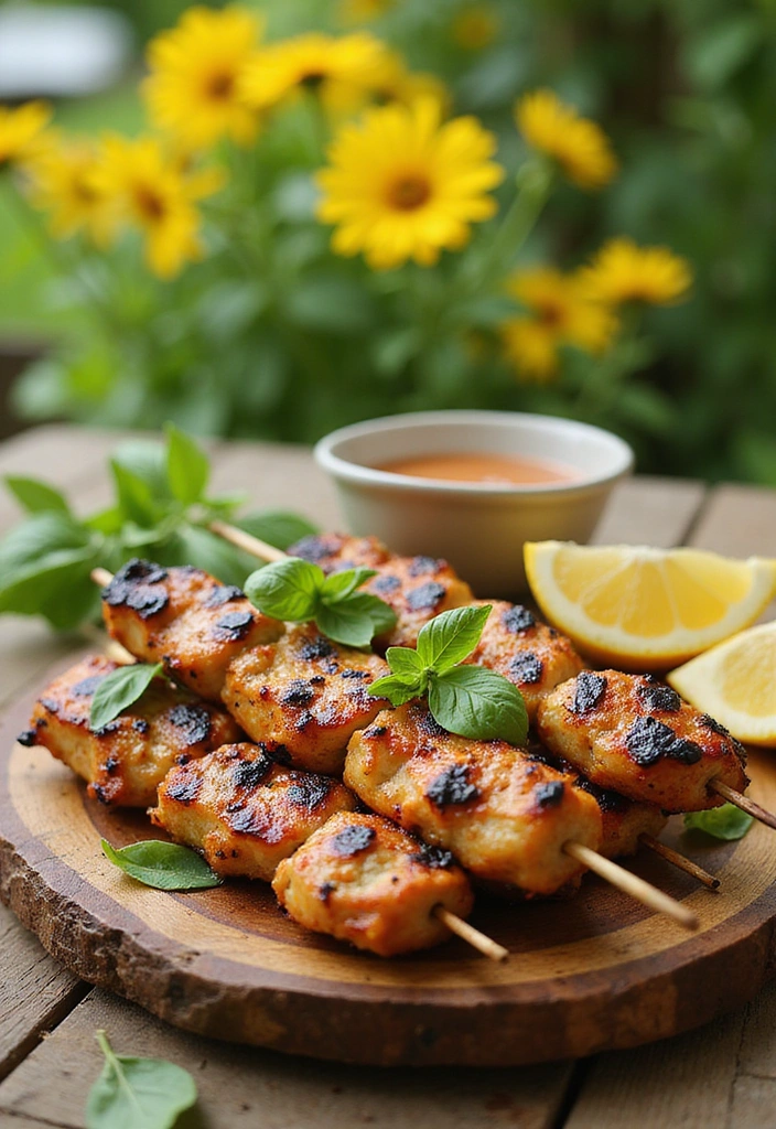 18 Delectable Summer Bridal Shower Food Ideas (Your Guests Will Be Raving About #5!) - 6. Lemon Basil Chicken Skewers