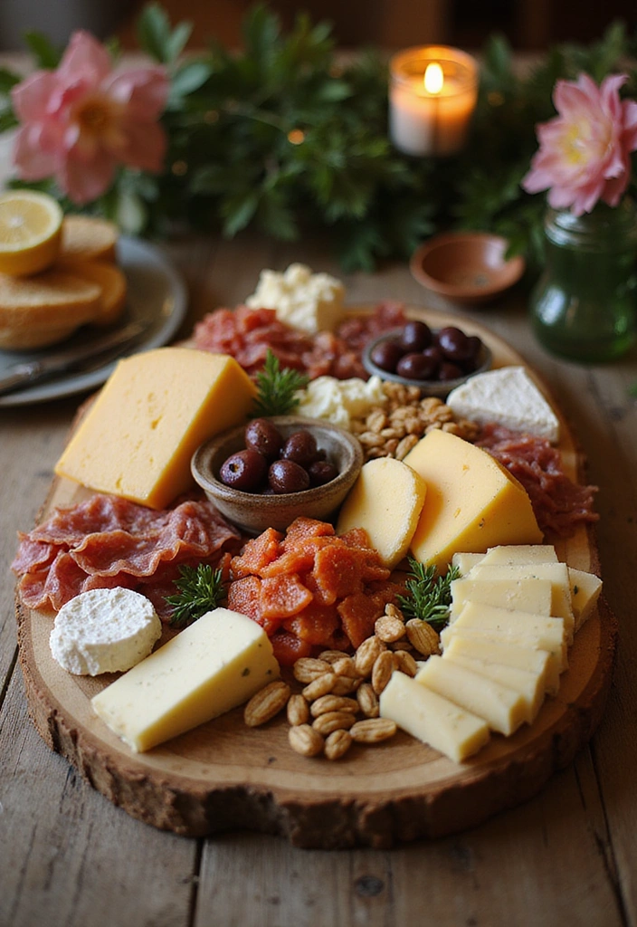 18 Delectable Summer Bridal Shower Food Ideas (Your Guests Will Be Raving About #5!) - 9. Savory Cheese and Charcuterie Board