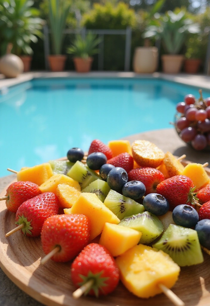 18 Irresistible Pool Party Snacks That Your Guests Will Devour! - 1. Rainbow Fruit Skewers