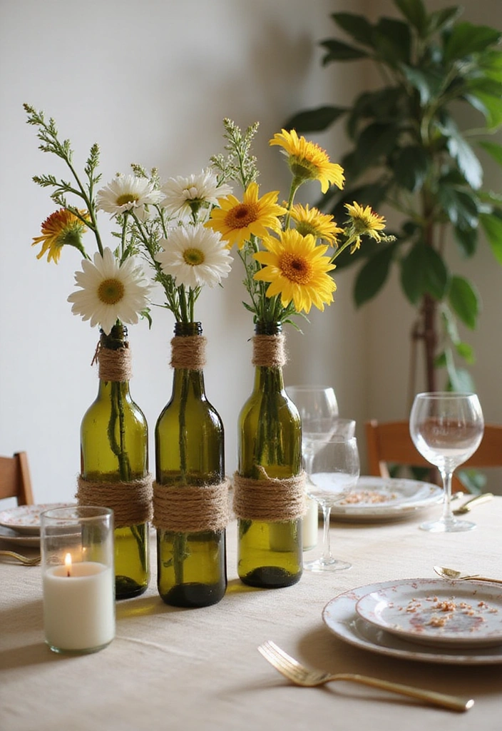 18 Simple Home Aesthetic DIY Projects for a Gorgeous Makeover! - 3. Upcycled Wine Bottle Vases