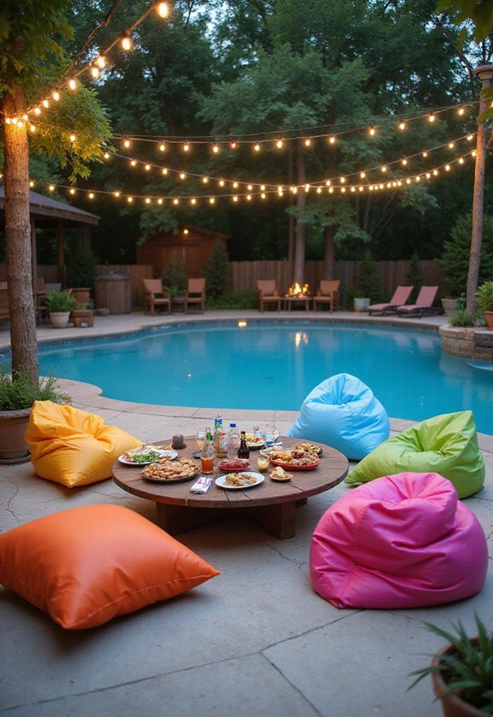 19 Budget-Friendly Pool Party Decorations That Will Impress Everyone! - 8. Poolside Lounge Area