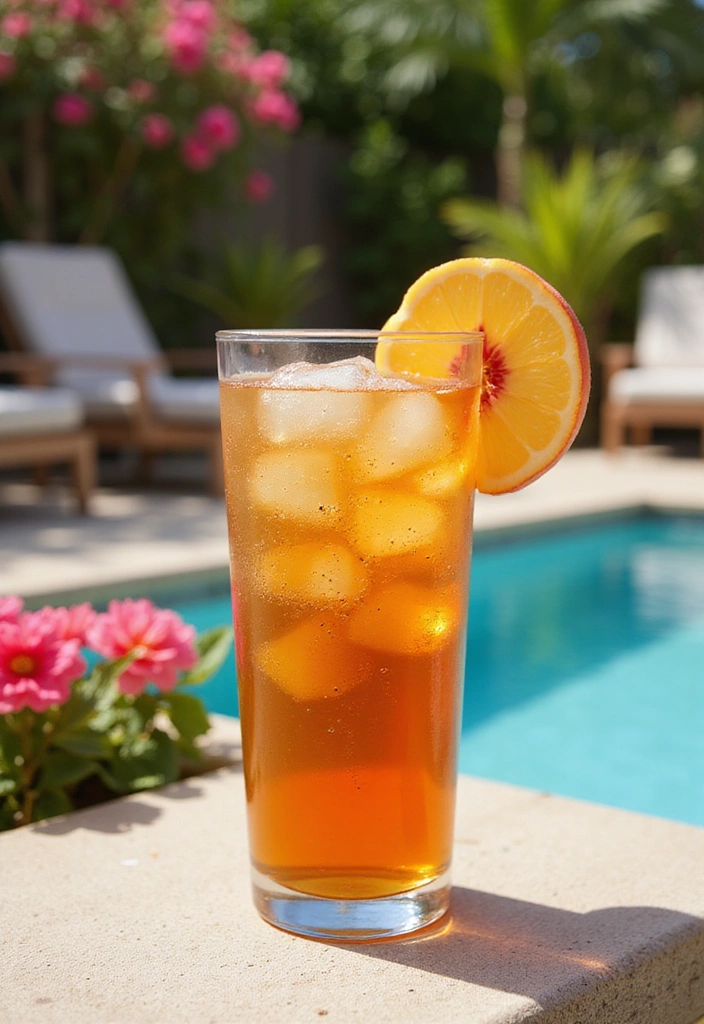 20 Refreshing Poolside Drinks That Will Keep You Cool This Summer! - 7. Peach Iced Tea Fizz
