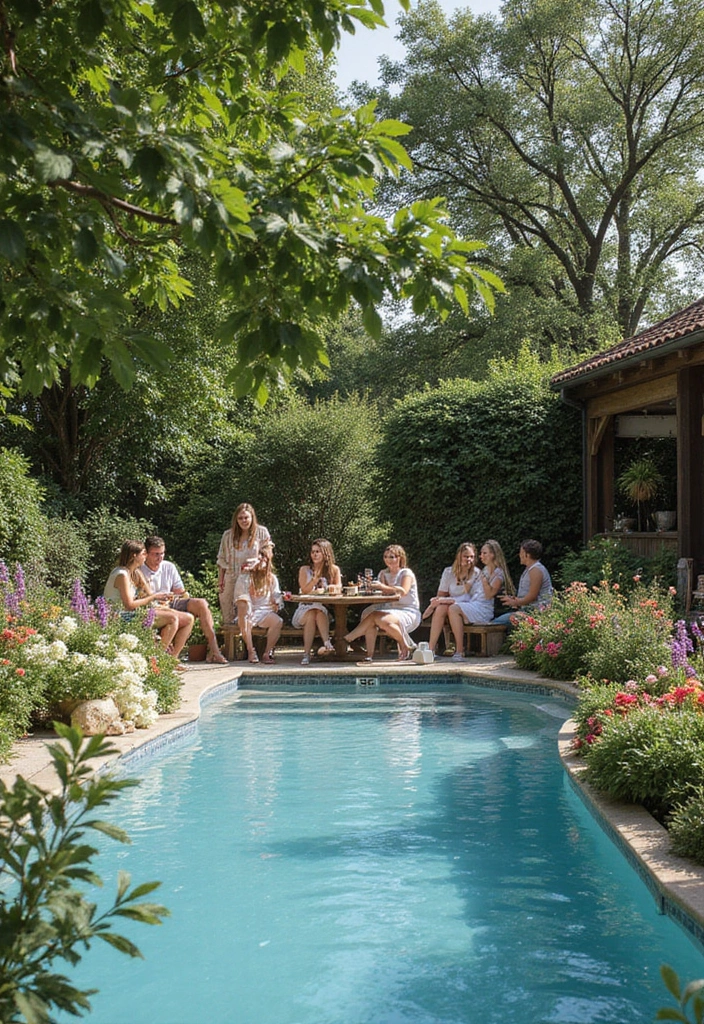 21 Creative Pool Party Themes That Will Blow Your Friends Away! - 13. Garden Pool Party