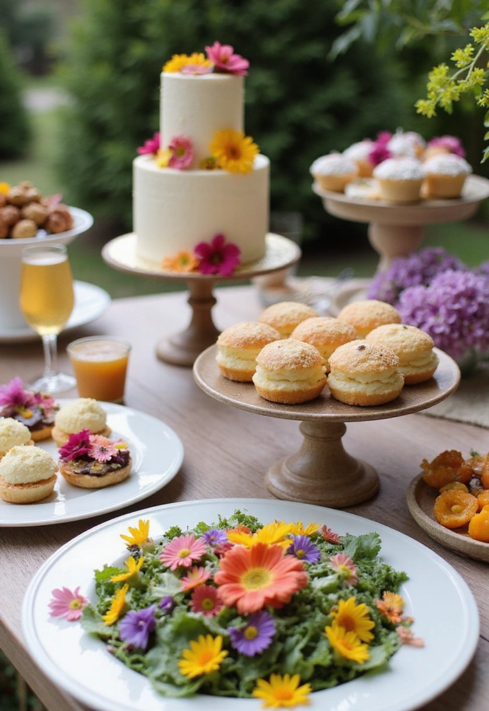 21 Creative Summer Bridal Shower Decoration Ideas (You Won't Believe #11!) - 11. Edible Flower Decorations