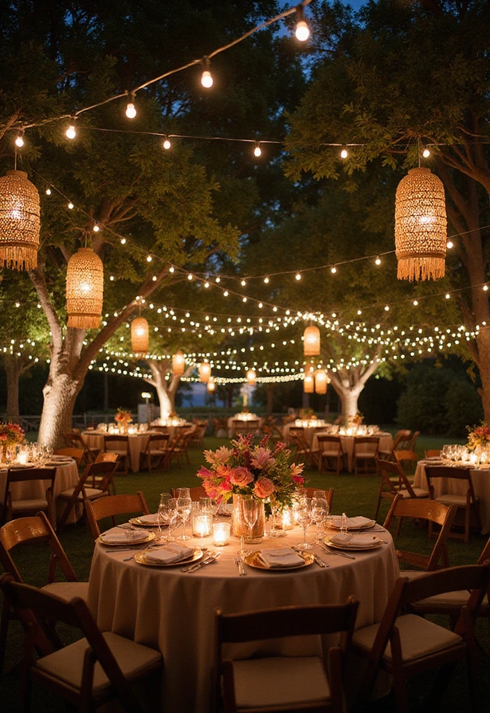 21 Creative Summer Bridal Shower Decoration Ideas (You Won't Believe #11!) - 14. String Lights and Lanterns