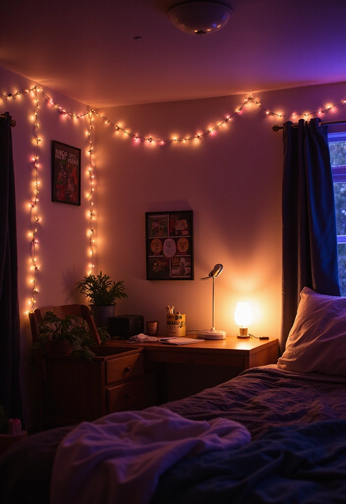 Setting Up the Perfect Dorm Room: Your Ultimate Guide to Style and Function! - 7. Ambient Lighting