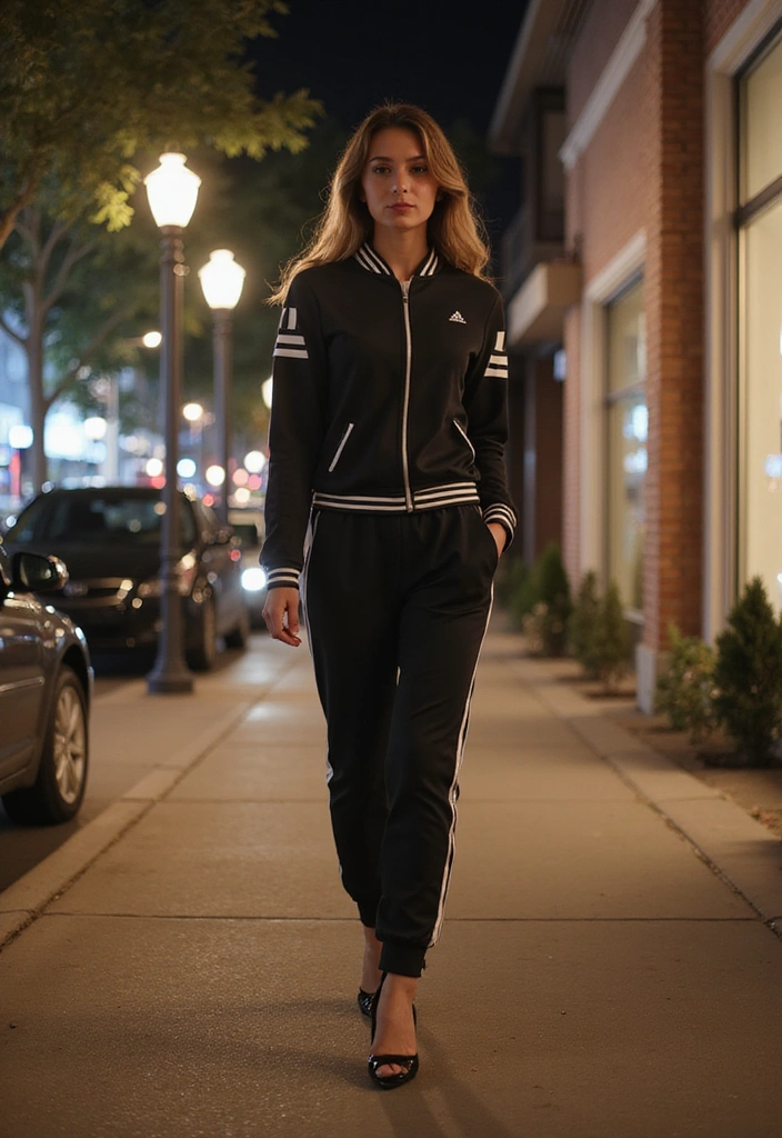 17 Athleisure Outfits That Prove You Can Be Comfortable and Fashionable (#4 Is a Must-Have!) - 12. Stylish Tracksuit with Heels