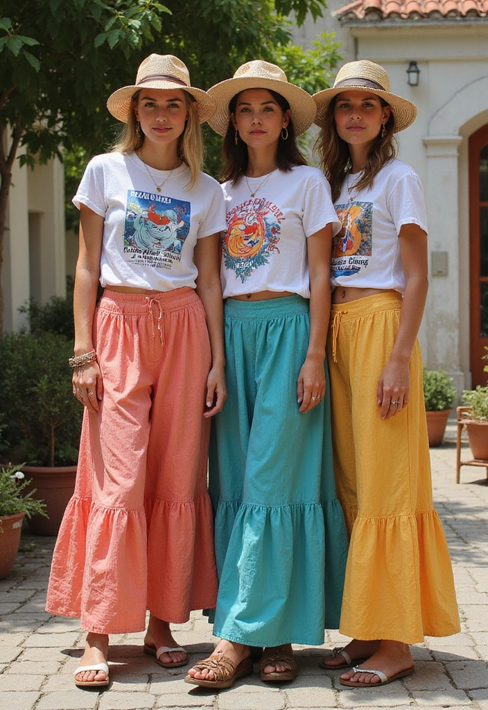 18 Chic Summer Festival Outfit Ideas You Need to Try Now (You Won't Regret #7!) - 4. Graphic Tees and Flowing Skirts