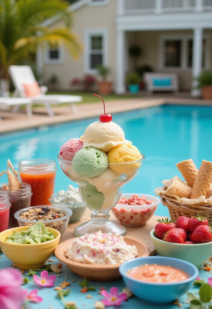 20 Family-Friendly Pool Party Ideas That Everyone Will Love! (Number 5 Is a Game-Changer!) - 10. Ice Cream Sundae Bar