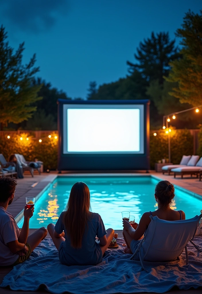 20 Family-Friendly Pool Party Ideas That Everyone Will Love! (Number 5 Is a Game-Changer!) - 5. Poolside Movie Night
