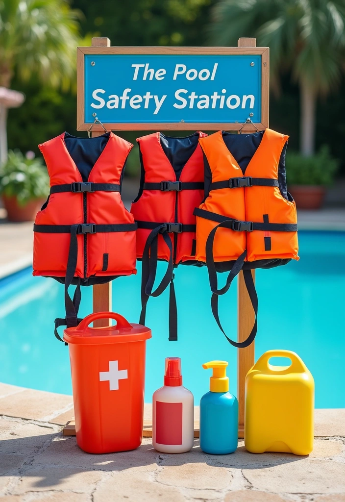 20 Family-Friendly Pool Party Ideas That Everyone Will Love! (Number 5 Is a Game-Changer!) - 7. Water Safety Station