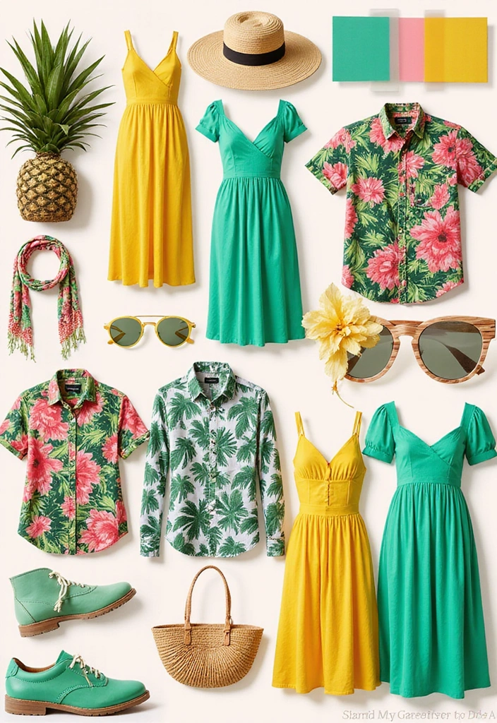 22 Colorful Summer Fashion Moodboards That’ll Brighten Up Your Wardrobe! - 1. Tropical Vibes