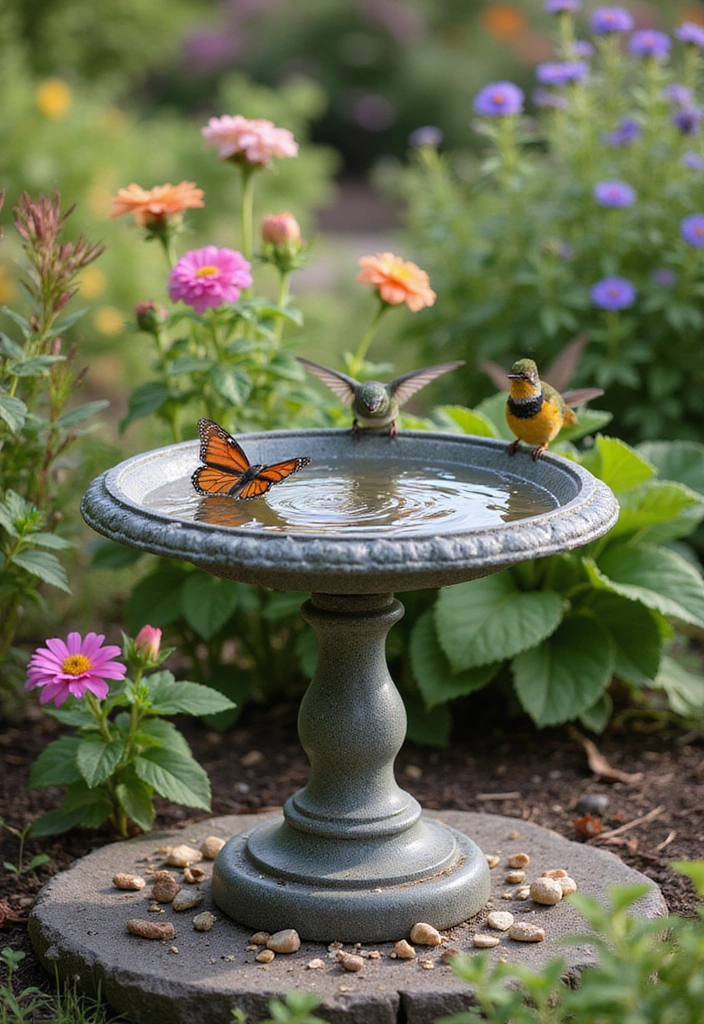 Transform Your Backyard: Step By Step to a Vibrant Hummingbird and Butterfly Pollinator Garden - Providing Water Sources for a Refreshing Oasis
