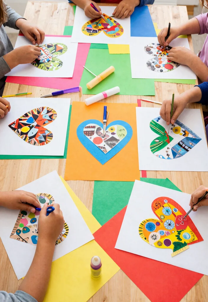11 Fun Valentine's Day 2026 Crafts for Kids That They'll Love to Make! - 4. Heart-Shaped Collages 1