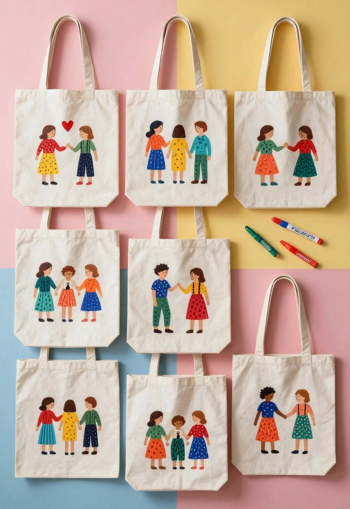 14 Adorable Galentine's Day Crafts to Make with Your Best Friends (Crafty Fun Awaits!) - 9. Customized Tote Bags 1