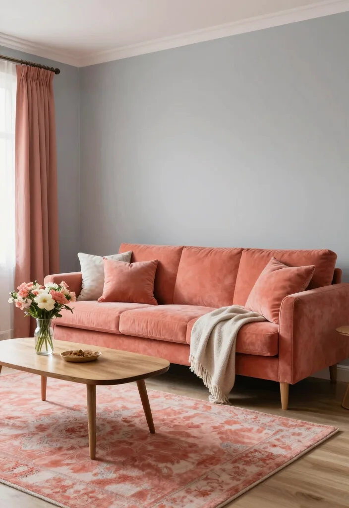 15 Spring Color Palettes for 2026 That Will Transform Your Home (Wait Until You See #9!) - 14. Soft Coral and Gentle Gray 1