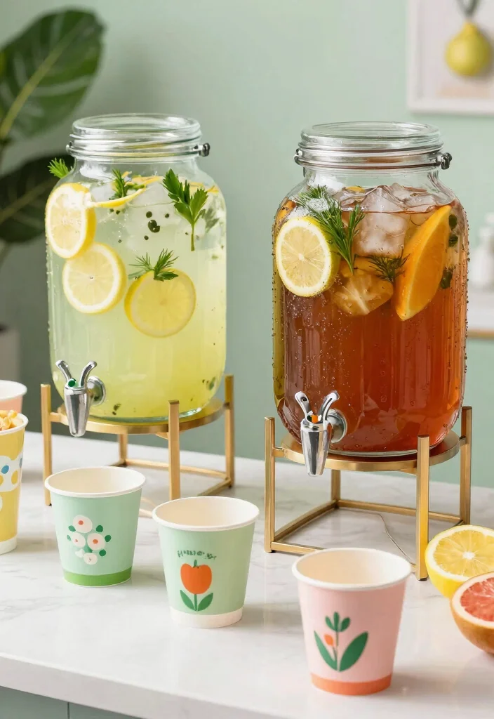 20 Stunning Spring Party Decorations for 2026 That Will Transform Your Space! - 14. Spring-Themed Drink Station 1