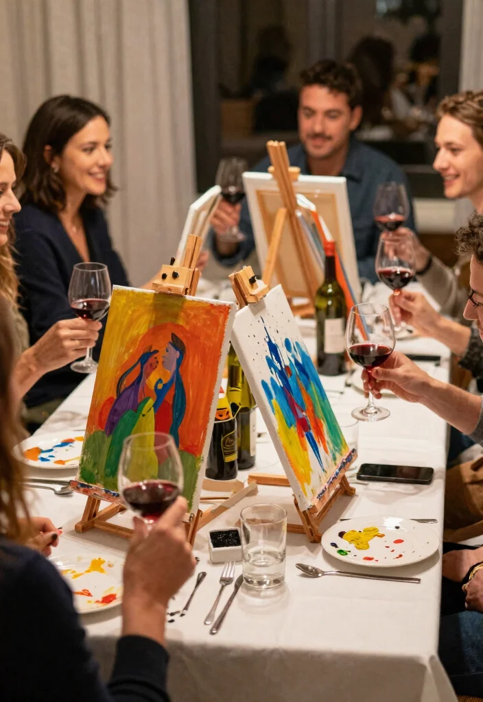 21 Fun Galentine's Day Party Themes That Will Have Everyone Talking! - 11. Artistic Wine and Paint Night 1