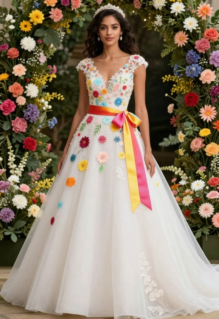 21 Gorgeous Spring Bridal Fashion Trends You Can't Miss This Season! - 12. Colorful Accents 1