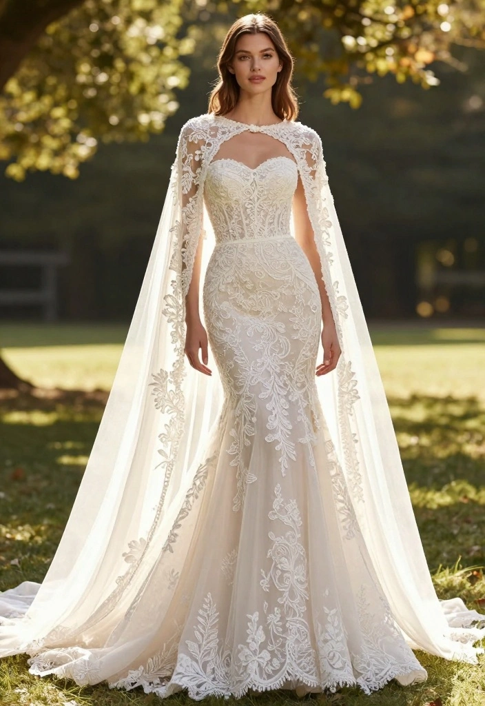 21 Gorgeous Spring Bridal Fashion Trends You Can't Miss This Season! - 8. Whimsical Capes 1