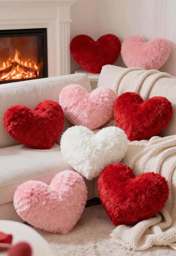 30 Stunning Valentine's Day 2026 Decor Ideas That Will Wow Your Guests! - 11. Fluffy Heart Pillows 1