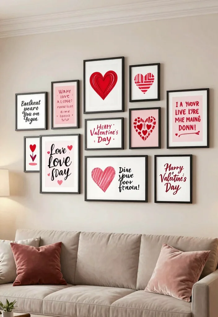 30 Stunning Valentine's Day 2026 Decor Ideas That Will Wow Your Guests! - 22. Festive Wall Art 1