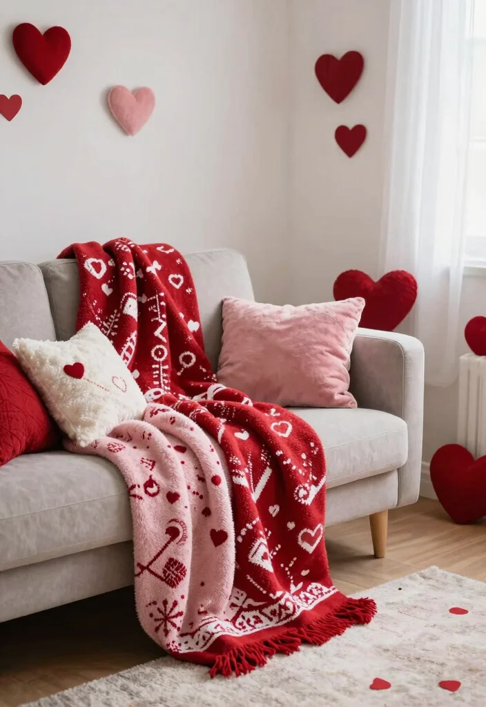 30 Stunning Valentine's Day 2026 Decor Ideas That Will Wow Your Guests! - 28. Seasonal Throw Blankets 1