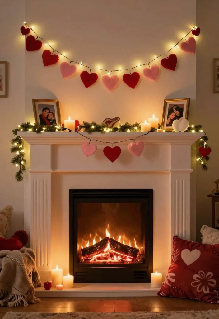 30 Stunning Valentine's Day 2026 Decor Ideas That Will Wow Your Guests! - 7. Cozy Fireplace Decor 1
