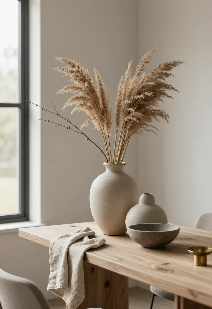 13 Modern Thanksgiving Decor Ideas for a Stylish Fall Home (Minimalists Will Love #5!) - 6. Bring in Dried Grasses for Soft, Natural Height 1