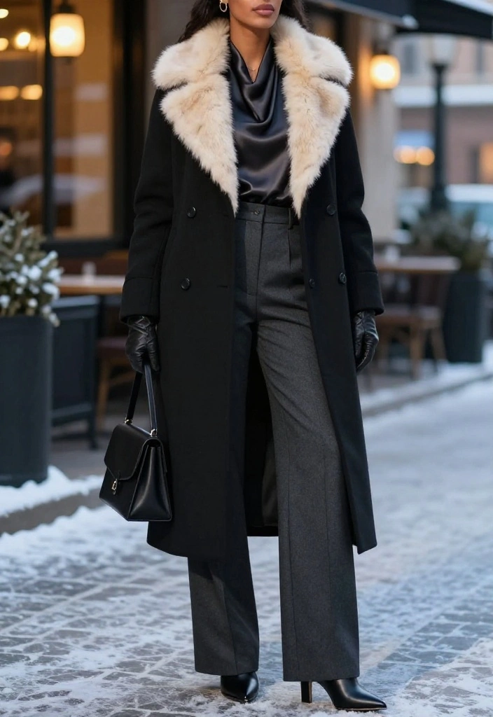 14 Winter Date Night Outfits That Are Warm, Flattering, and Guaranteed to Turn Heads - 4. Tailored Trousers with a Faux-Fur Collar 1