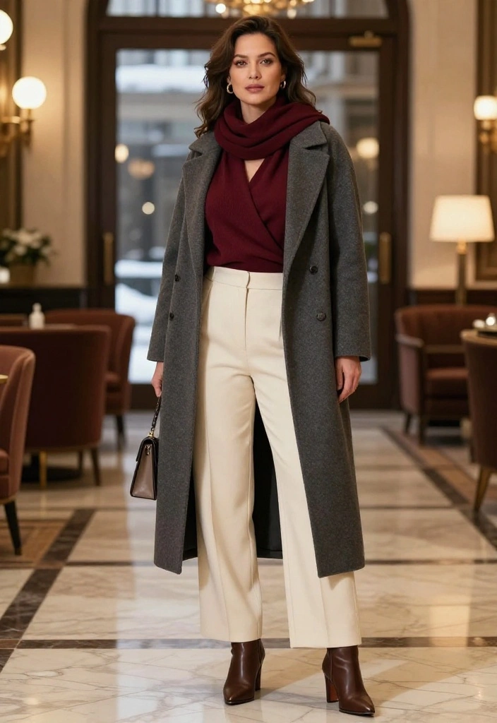 14 Winter Date Night Outfits That Are Warm, Flattering, and Guaranteed to Turn Heads - 6. Wide-Leg Pants with a Draped Knit Top 1