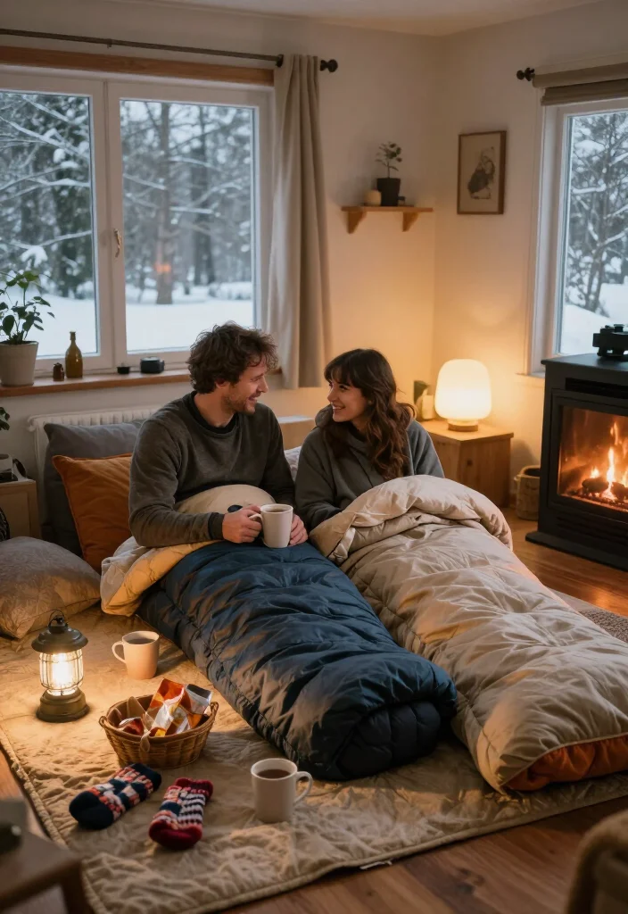 16 At-Home Winter Date Ideas That Are Way More Fun Than Going Out (#7 Is a Must-Try!) - 15. Create an Indoor Camping Night 1