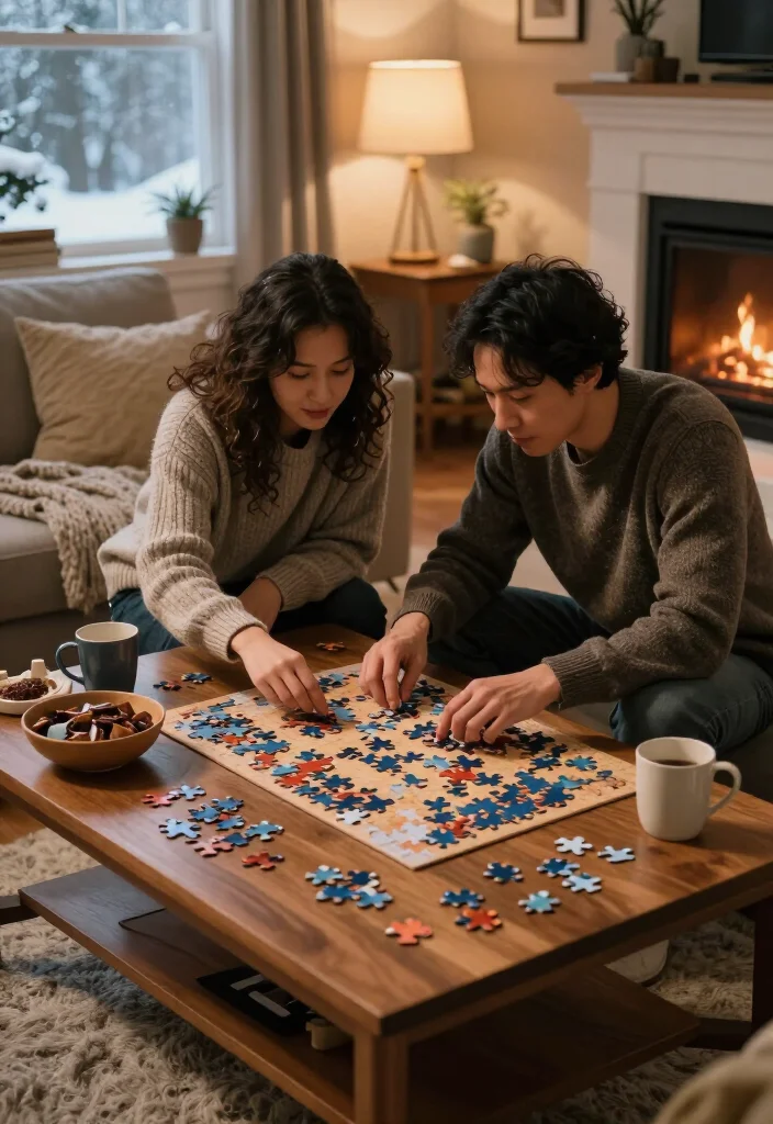 16 At-Home Winter Date Ideas That Are Way More Fun Than Going Out (#7 Is a Must-Try!) - 4. Work on a Big Puzzle Together 1