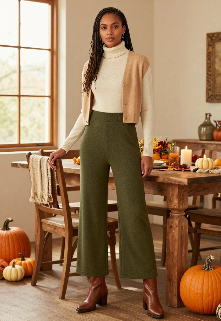 16 Cozy Thanksgiving Outfits for Looking Cute While Eating Your Way Through Dinner - 12. Knit Jumpsuit with a Turtleneck Layer 1