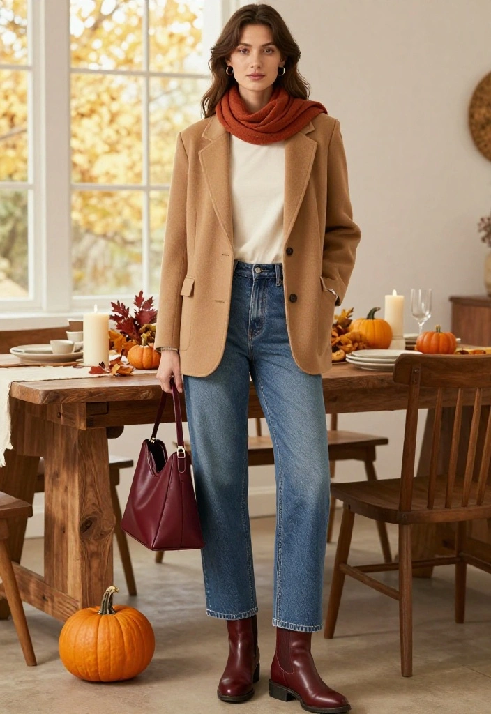 17 Casual Thanksgiving Outfits That Prove Comfy Can Still Look Incredibly Stylish - 16. Blazer, Tee, and Relaxed Jeans 1