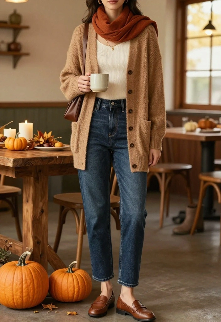 17 Casual Thanksgiving Outfits That Prove Comfy Can Still Look Incredibly Stylish - 2. Dark Denim and a Soft Cardigan 1