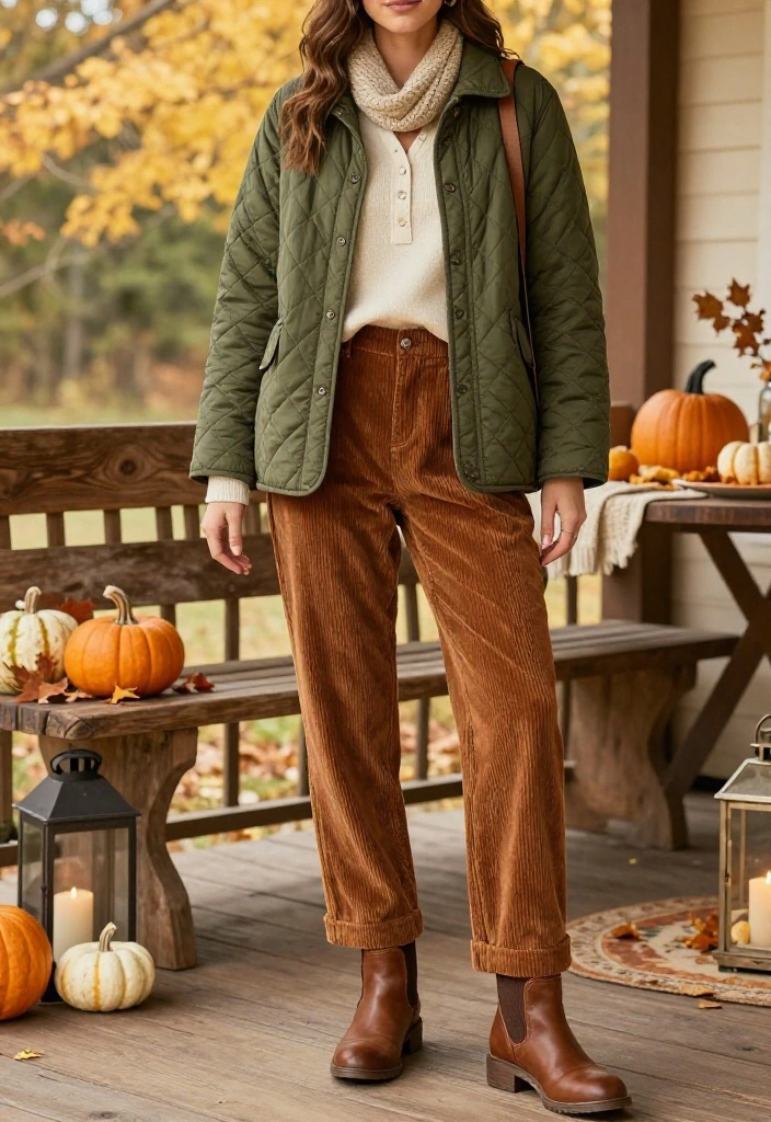 17 Casual Thanksgiving Outfits That Prove Comfy Can Still Look Incredibly Stylish - 4. Corduroy Pants with a Quilted Shacket 1