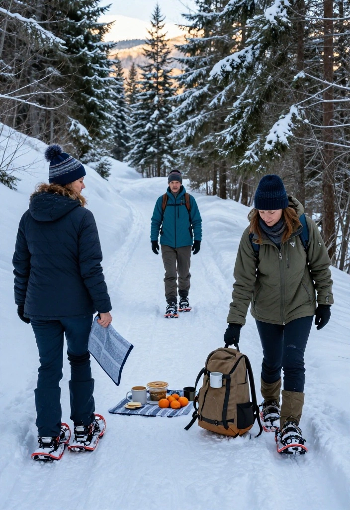 17 Creative Winter Date Ideas for Couples Tired of Dinner and a Movie - 8. Go Snowshoeing With a Trail Picnic 1