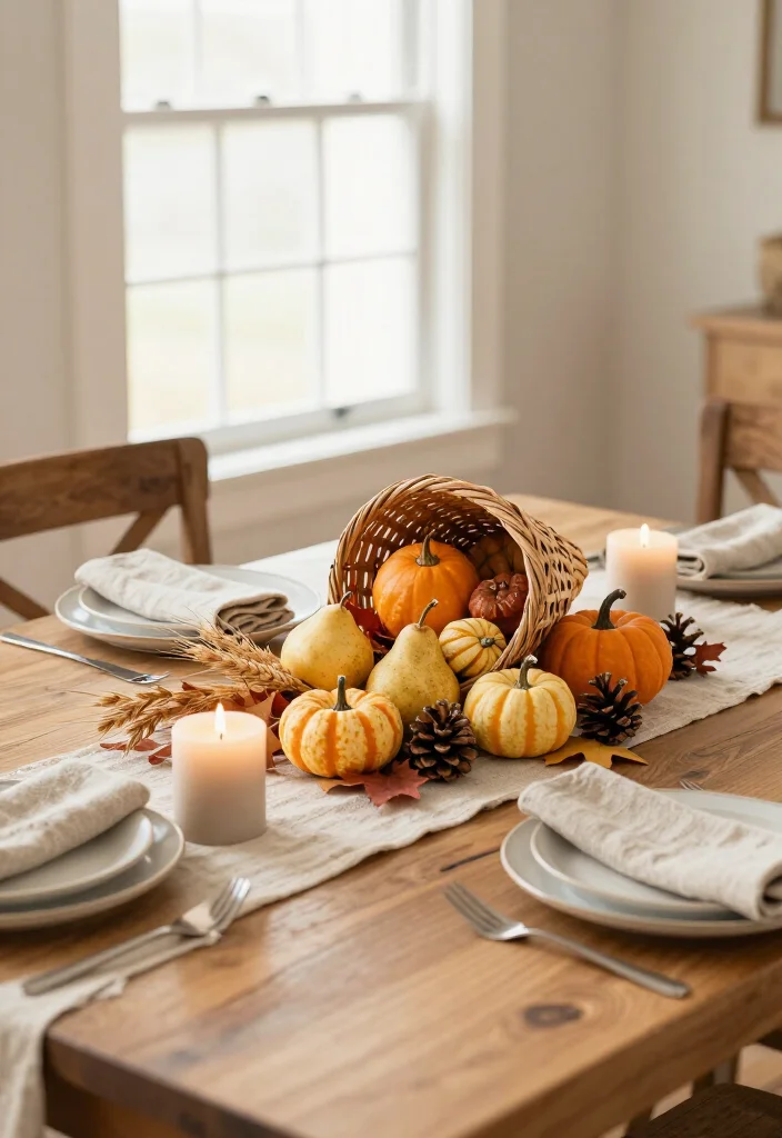 17 Thanksgiving Centerpiece Ideas That'll Steal the Show at Dinner (No Fancy Skills Required!) - 5. The Easy Cornucopia Basket 1