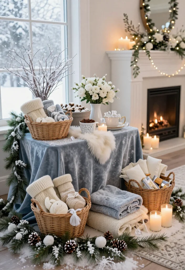 18 Cozy Winter Wedding Ideas That'll Turn Your Venue into a Snowy Wonderland (Guests Won't Want to Leave!) - 12. Give Guests Warm Welcome Baskets 1
